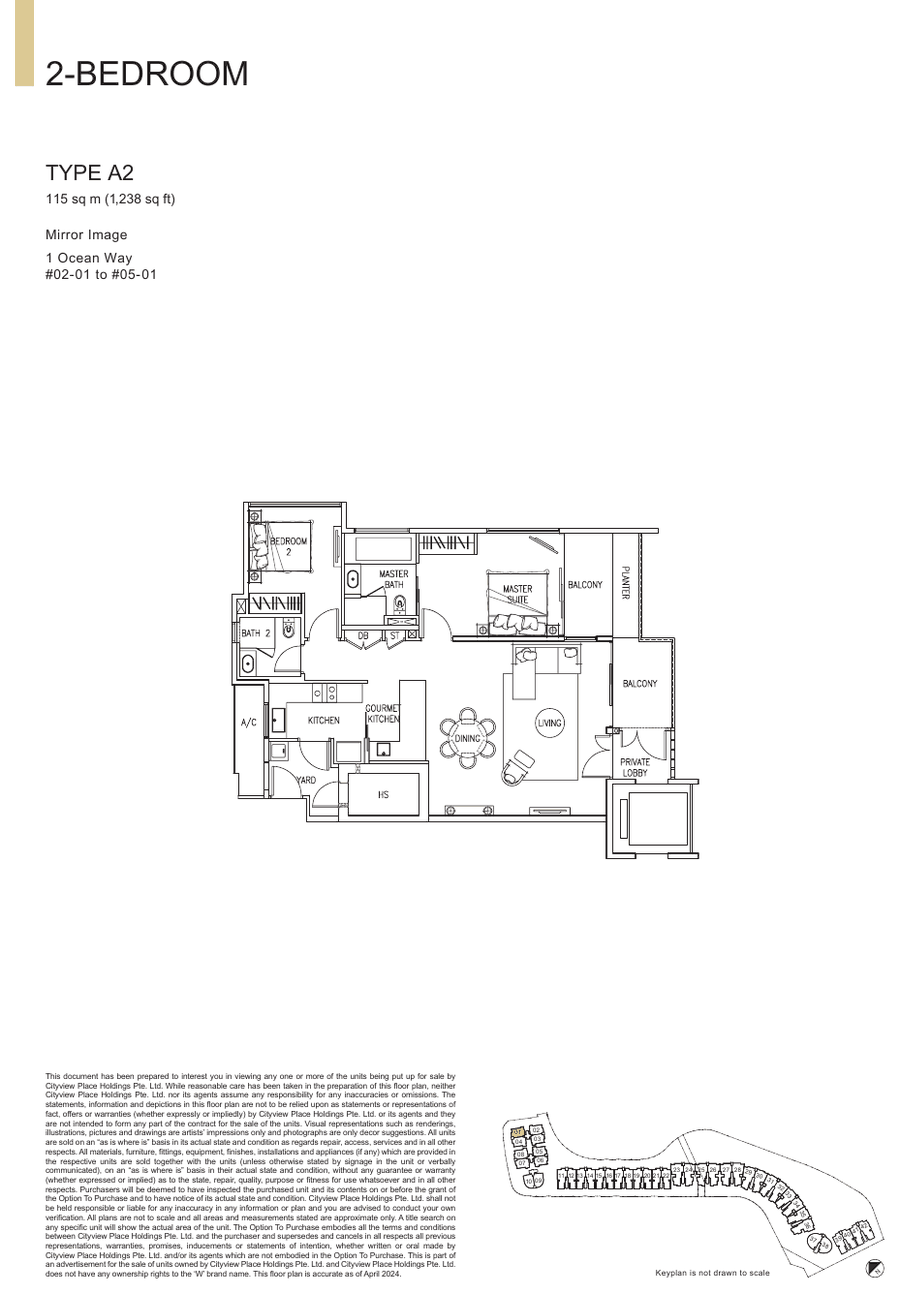 2-Bedroom · Type A2 · 1,238 sqft