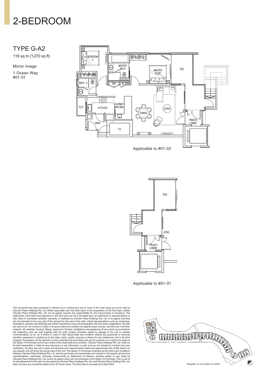2-Bedroom · Type G-A2 · 1,270 sqft