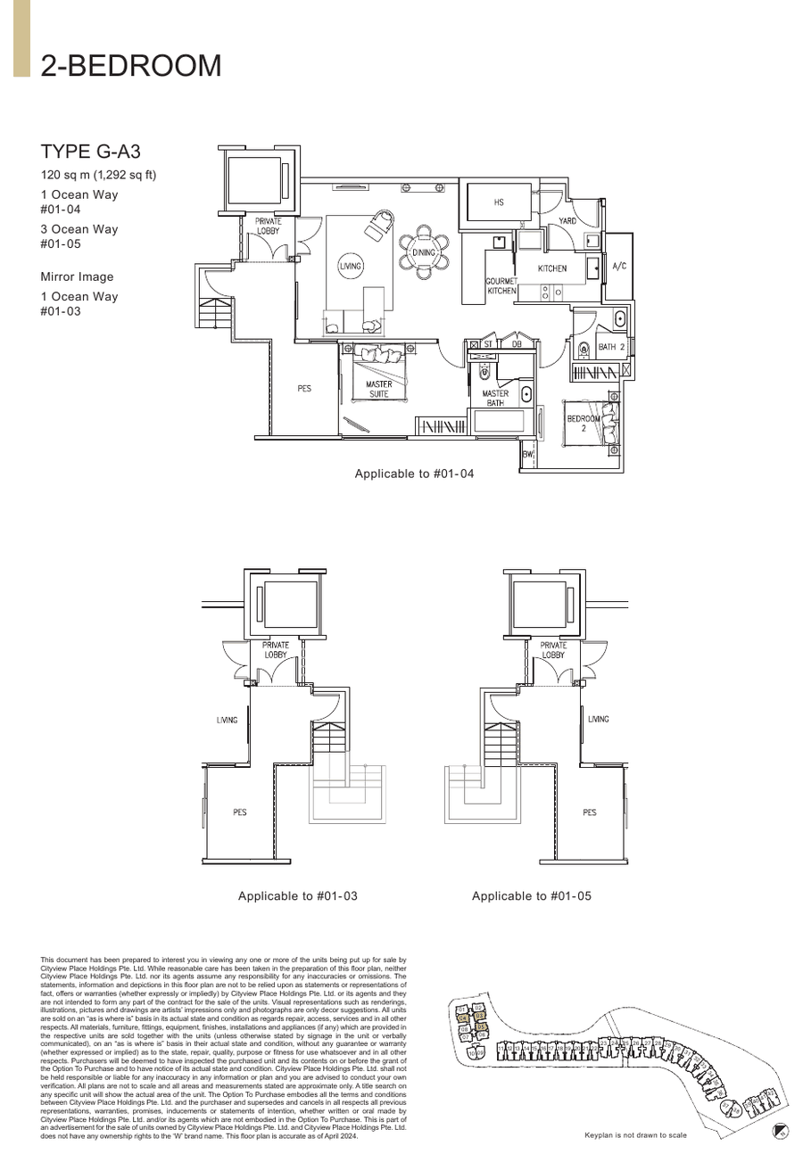 2-Bedroom · Type G-A3 · 1,292 sqft