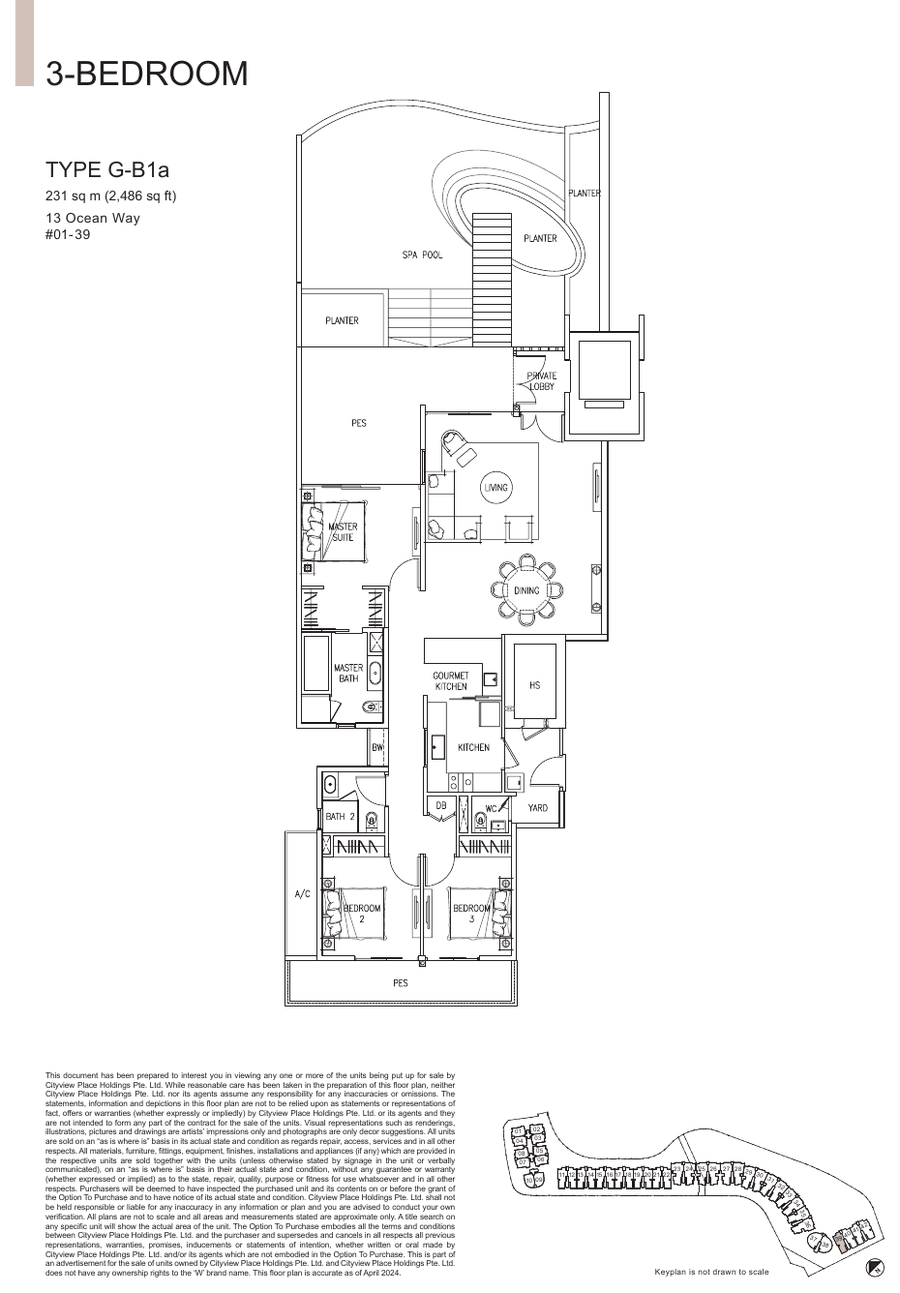 3-Bedroom · Type G-B1A · 2,486 sqft