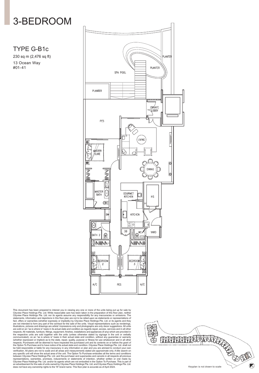 3-Bedroom · Type G-B1C · 2,476 sqft