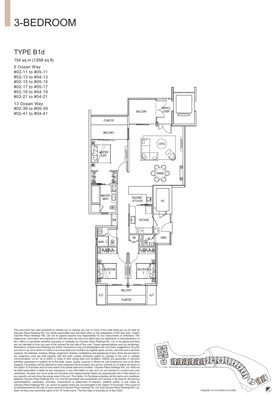 3-Bedroom · Type B1D · 1,658 sqft