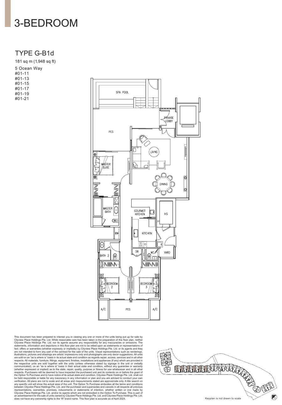 3-Bedroom · Type G-B1D · 1,948 sqft