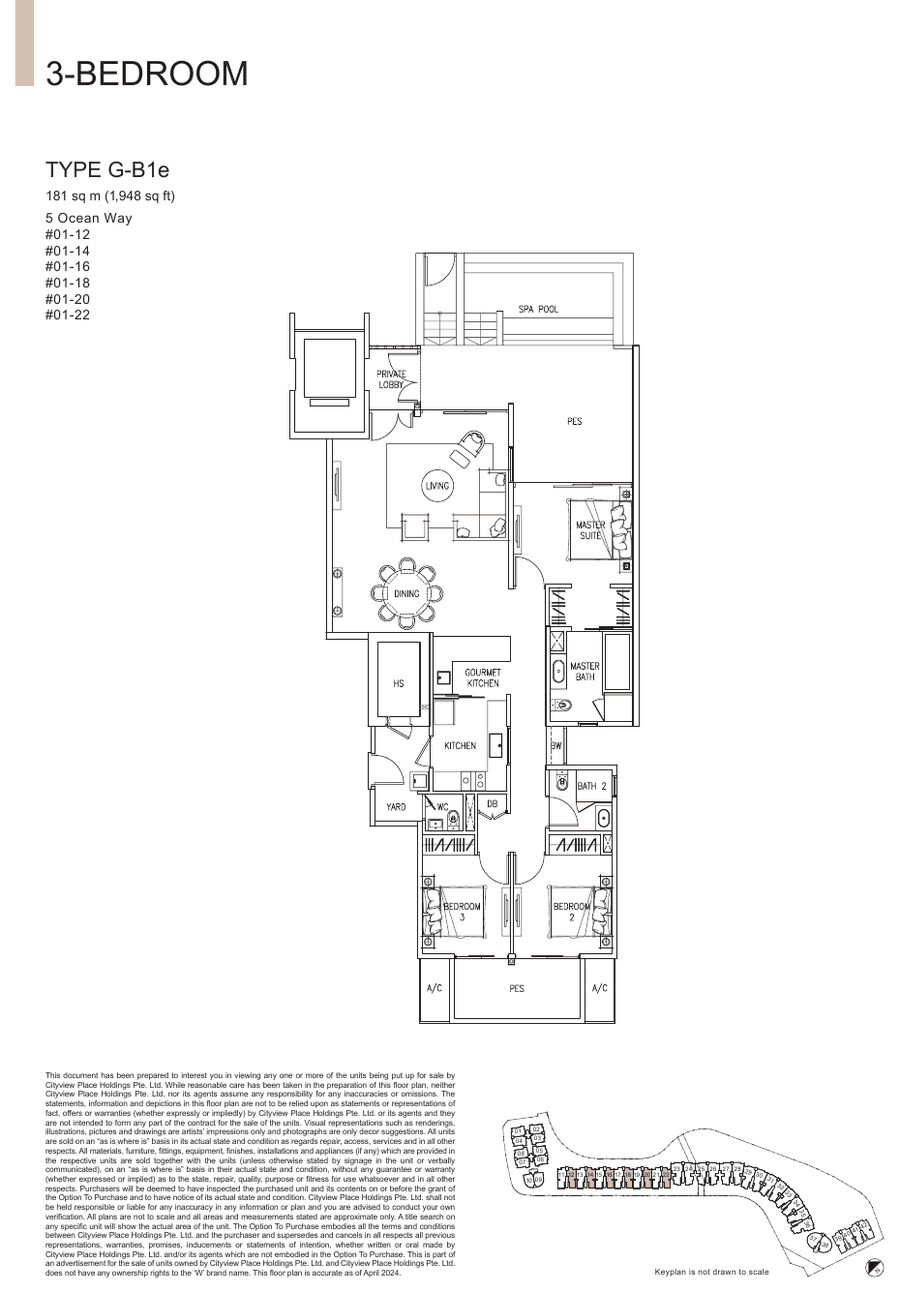 3-Bedroom · Type G-B1E · 1,948 sqft