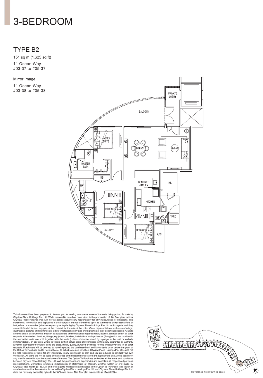 3-Bedroom · Type B2 · 1,625 sqft