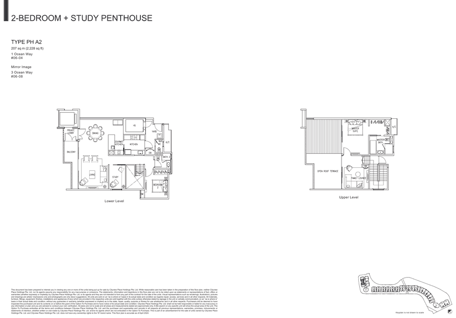2-Bedroom + Study Penthouse · Type PH A2 · 2,228 sqft