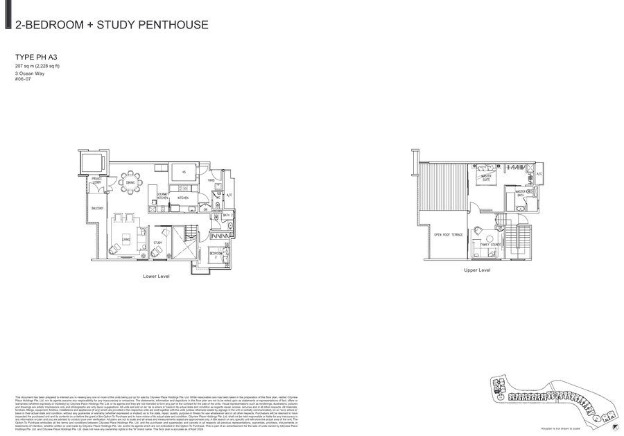 2-Bedroom + Study Penthouse · Type PH A3 · 2,228 sqft