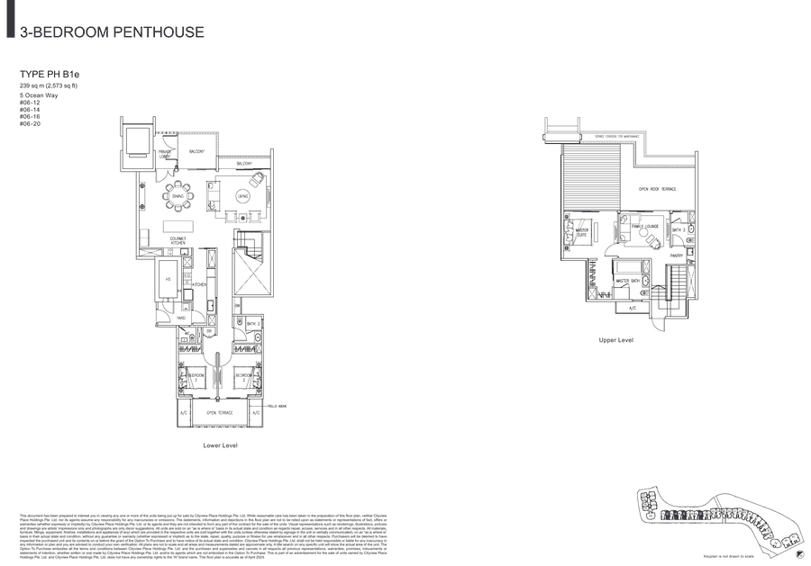 3-Bedroom Penthouse · Type PH B1E · 2,573 sqft