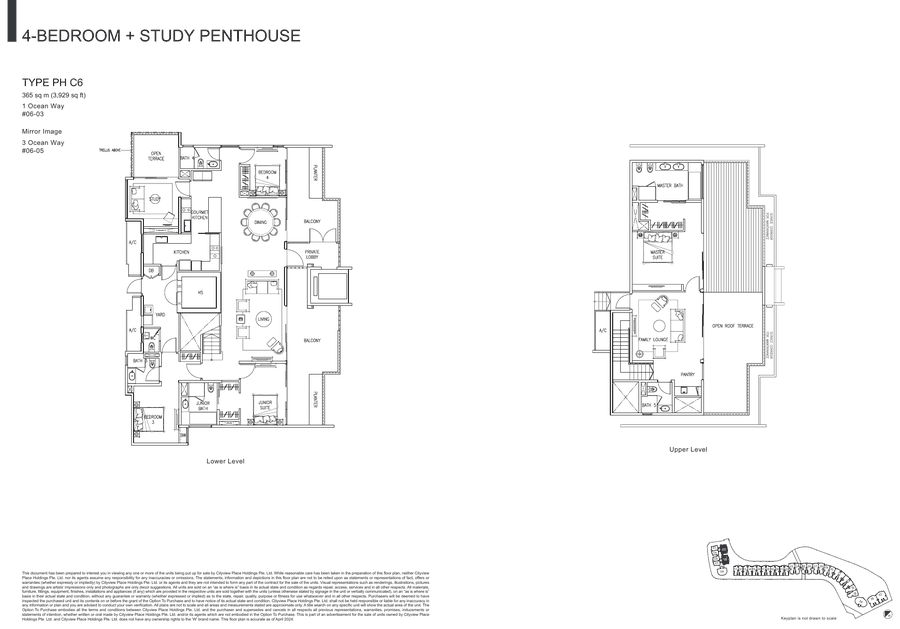 4-Bedroom + Study Penthouse · Type PH C6 · 3,929 sqft